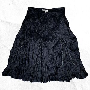 Vintage 90s Plus Size Black Goth Midi Skirt